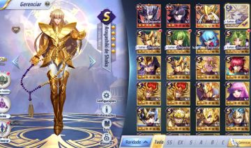 Conta Saint Seiya Awakening sv 142 lv 37 78 gemas, 12 livros azuis, Dégel e mais