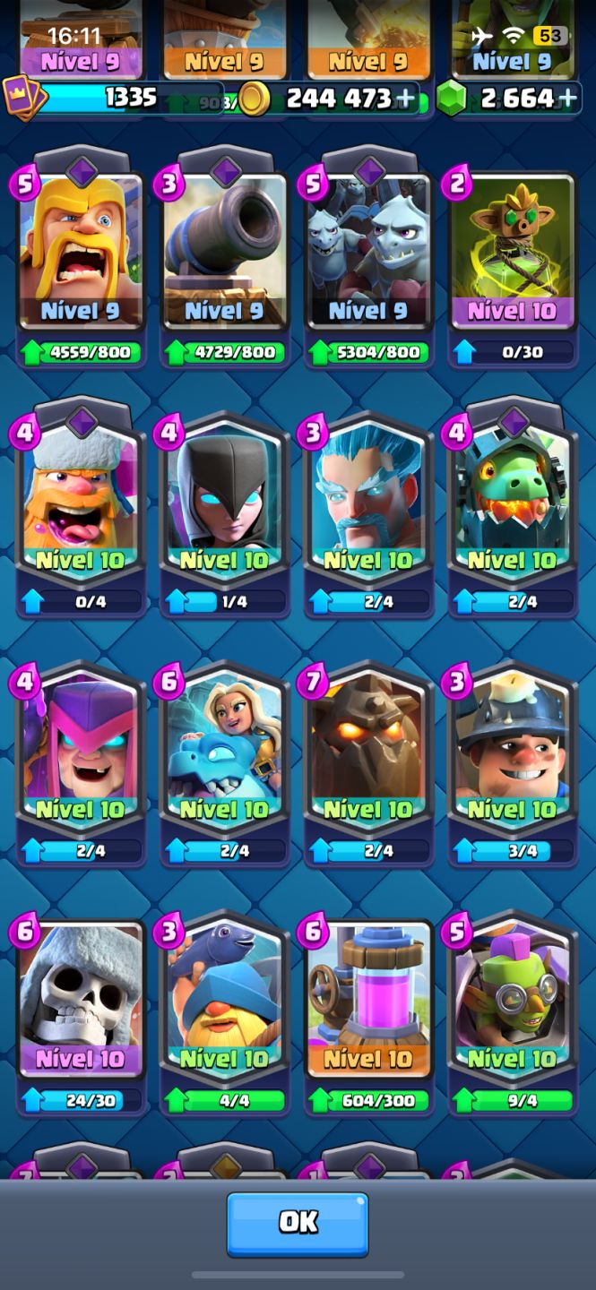 Conta clash royale 10 anos, 10k troféus