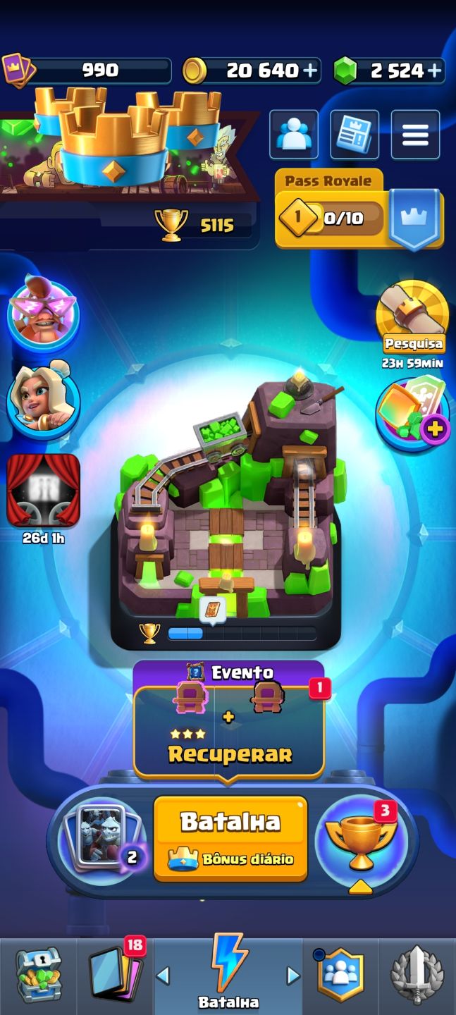 CONTA CLASH ROYALE BEM DESENVOLVIDA | 5.115 TROFÉUS | 2.524 GEMAS