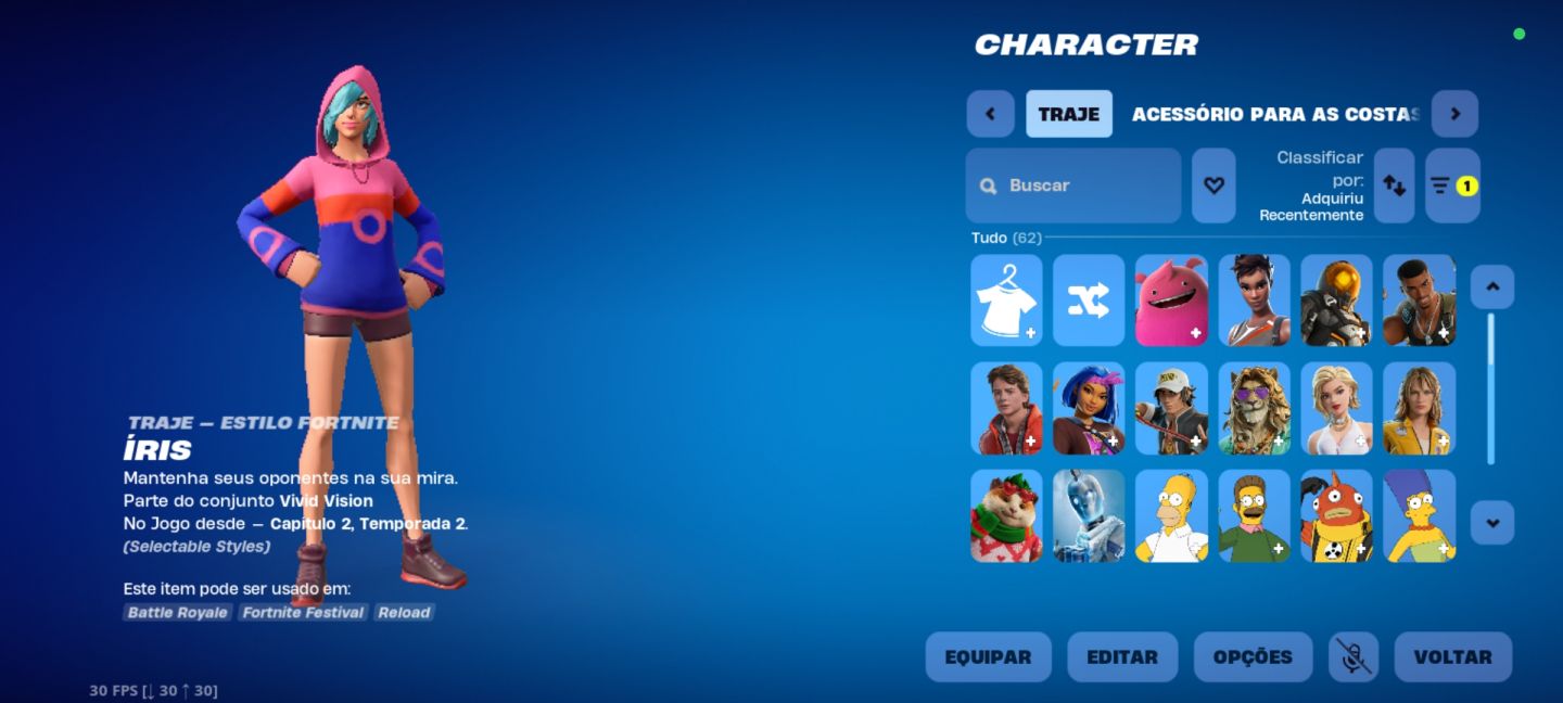 Conta fortnite capítulo 1 e 2 com skins raras