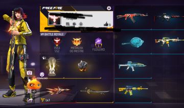 CONTAS FREE FIRE INICIANTE LV14 AUG FRAGMENTO + KATANA DIA DOS LOS