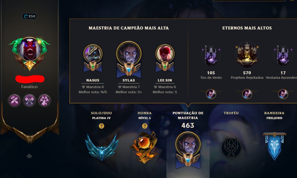 LEAGUE OF LEGENDS 245 SKINS NIVEL 250 PLATINA 4 TODOS CAMPEOES