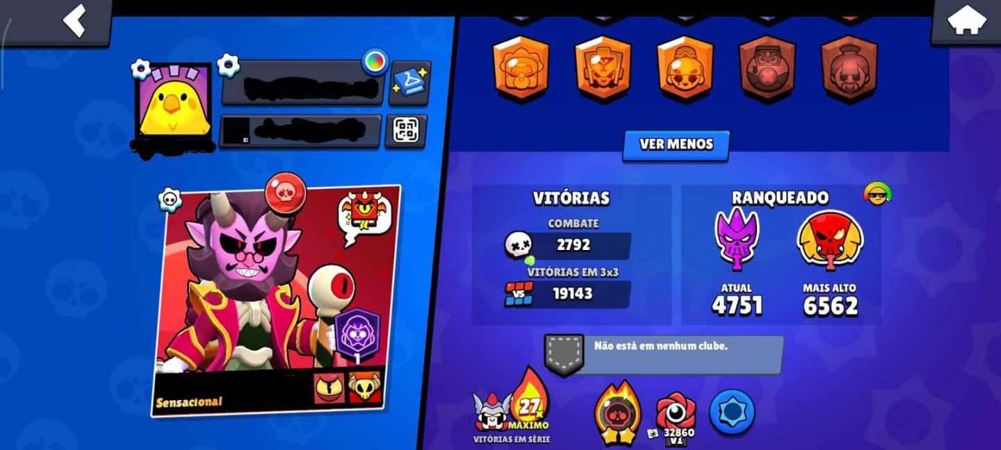Conta de brawl stars muito upada de 2020 105/105 brawlers 96 level 11