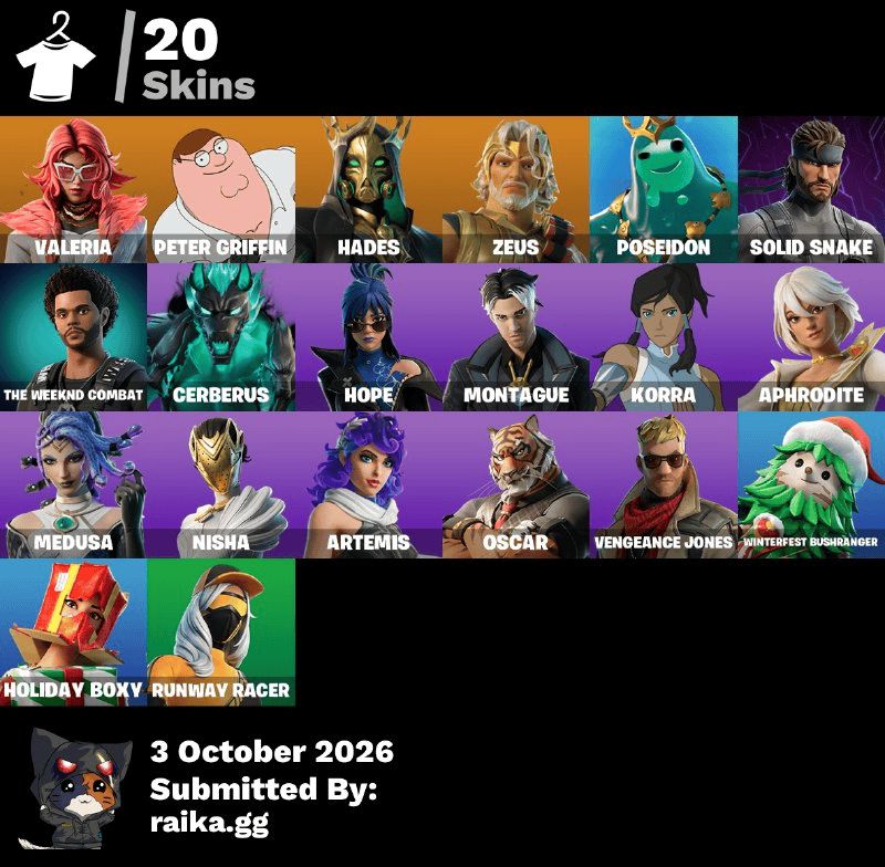 ( MENOR PREÇO! ) 20 Skins | Valeria | Peter Griffin | Hades | Zeus | Poseidon