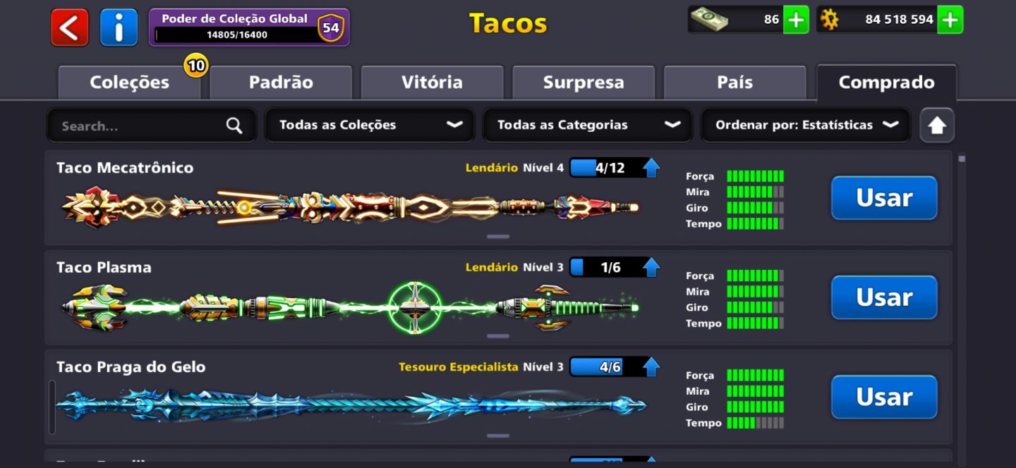 Conta 8 Ball Pool Premium - 84M de Moedas - Lendários Nível Alto