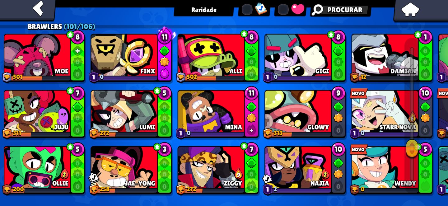 CONTA BRAWL STARS 53K TROFÉUS | 101 BRAWLERS | 143 SKINS | 4 LENDÁRIAS