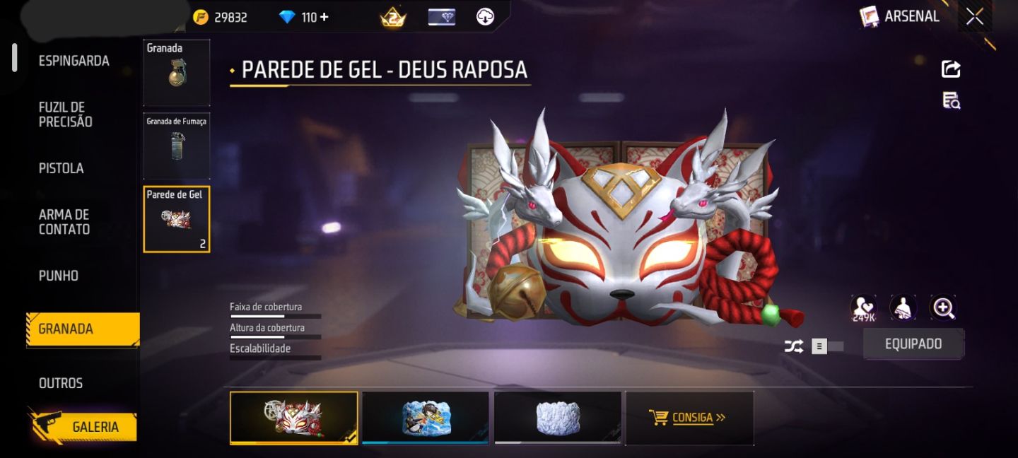 CONTA FF NÍVEL 25 + 3 SKINS DO NARUTO + 2 EMOTES + GELO + 110 DIAMANTES