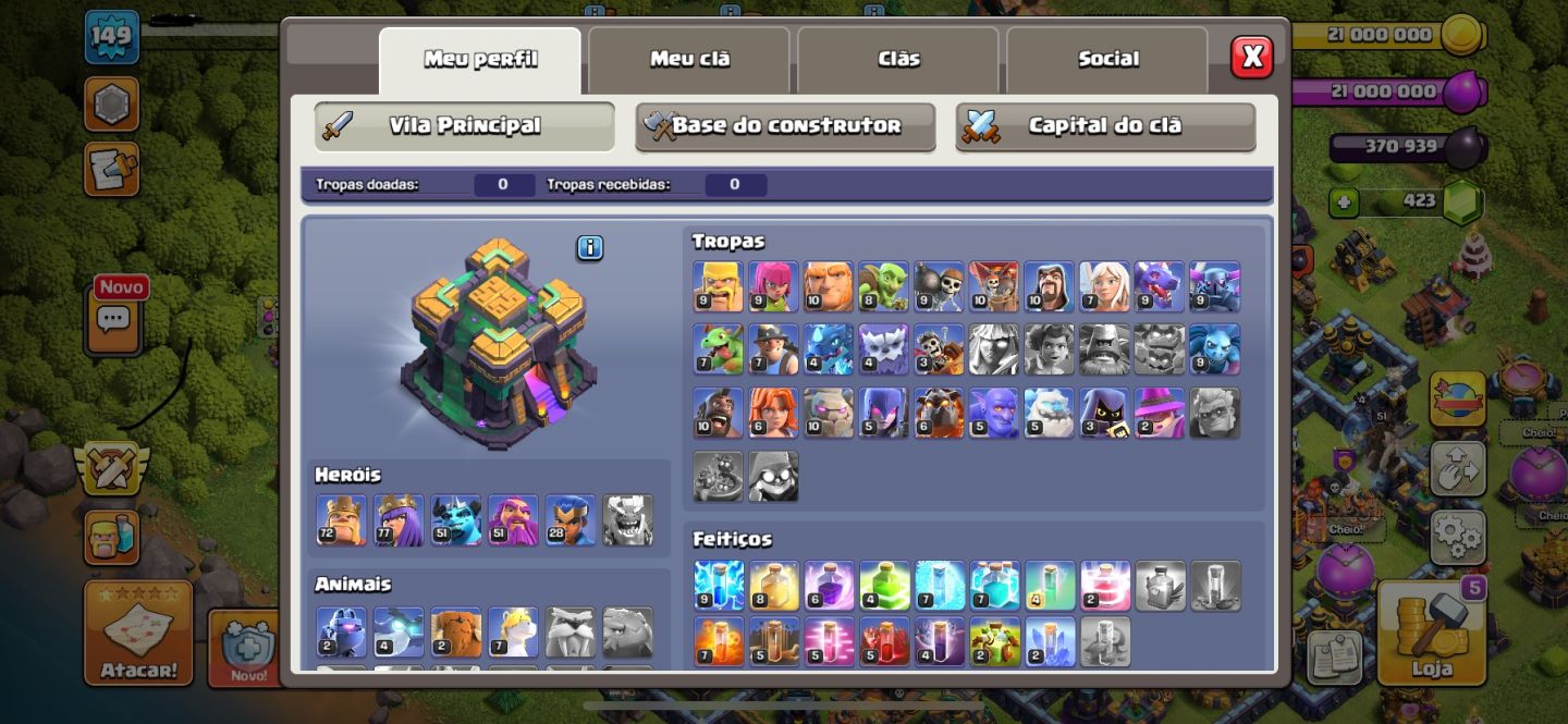 CONTA CLASH OF CLANS CV14 COM CLASH ROYALE E OUTROS