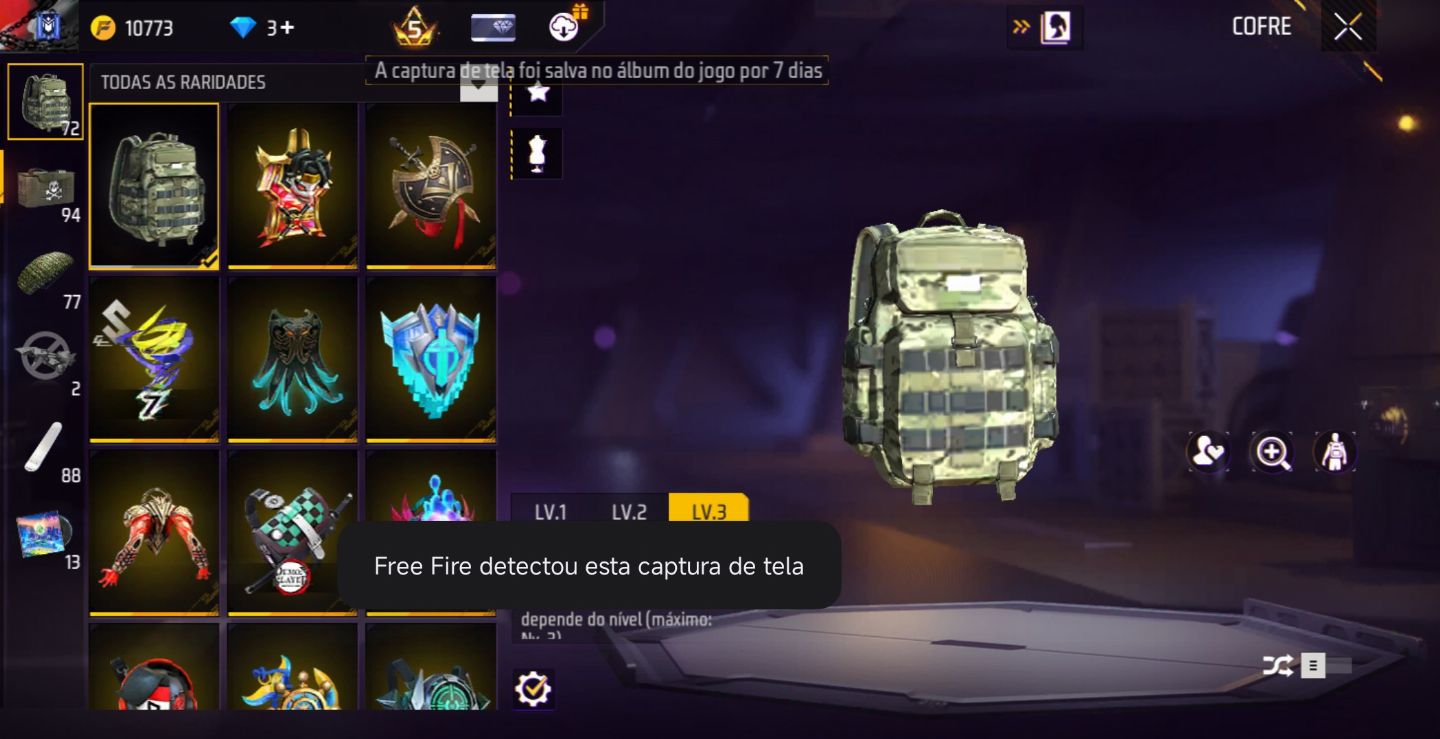 CONTA DE FREE FIRE LEVEL 62/ 7 ANOS
