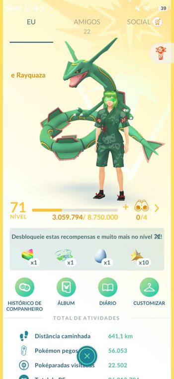 Conta Pokémon GO LVL71 - 28M de Poeira, Zygarde 100%, Mewtwo Shundo Mega