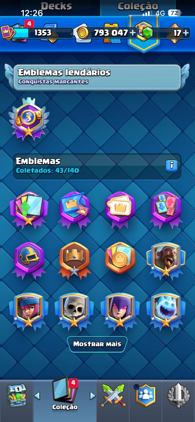 CONTA DE CLASH ROYALE COMPLETA PRA PEGAR ARENA 14K DE TROFEU