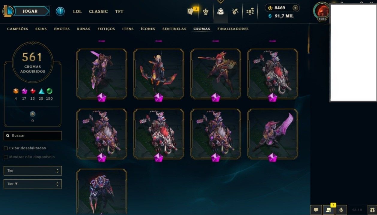 CONTA + 850 SKINS +500 CROMAS + 800 ICONES 500 EMOTES + TROCA DE NICK DISPONIVEL