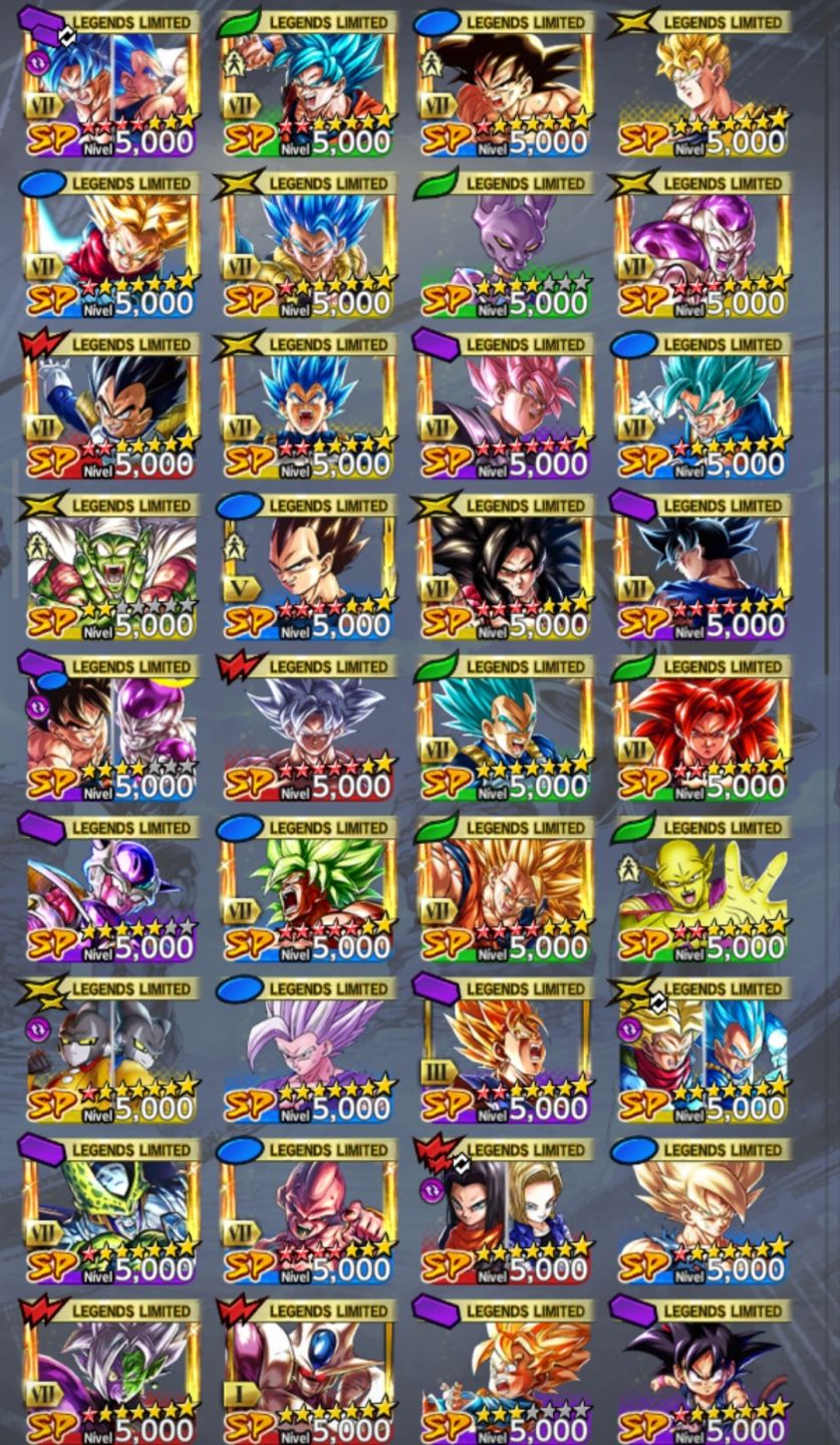 Conta de Dragon ball legends com muitos personagens épicos