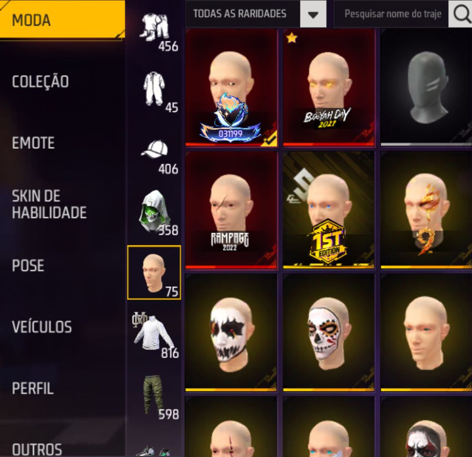 CONTA FREE FIRE: Top Criminal Vermelho + 8 Armas Evo (Lvl 6) + Passes Antigos
