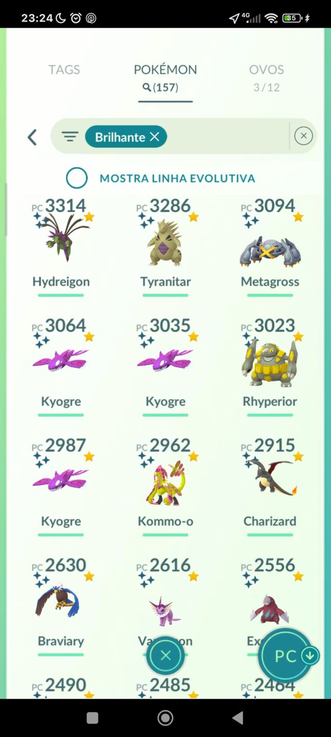 Conta Pokémon Go de 2022, Nível 58, 167 Lendários, 157 Brilhantes