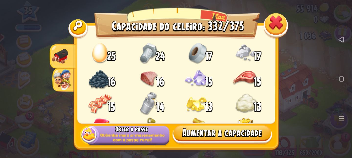 Fazenda Hay Day Lvl 35 - Pronta para Jogar com 55.000 Ouro e Recursos!