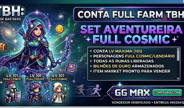 Conta TBH full Farm + Aventureira nv 101 full cosmic