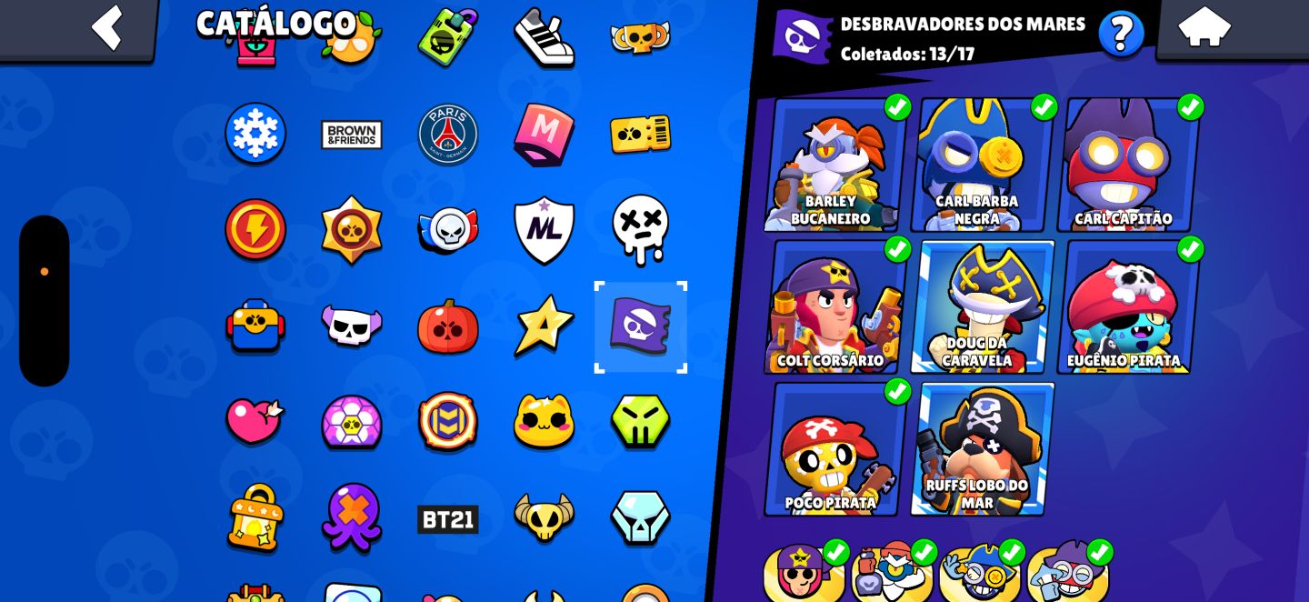 CONTA RARA DE BRAWL STARS COM COLT DESAFIANTE E +500 SKINS (70K de troféus)