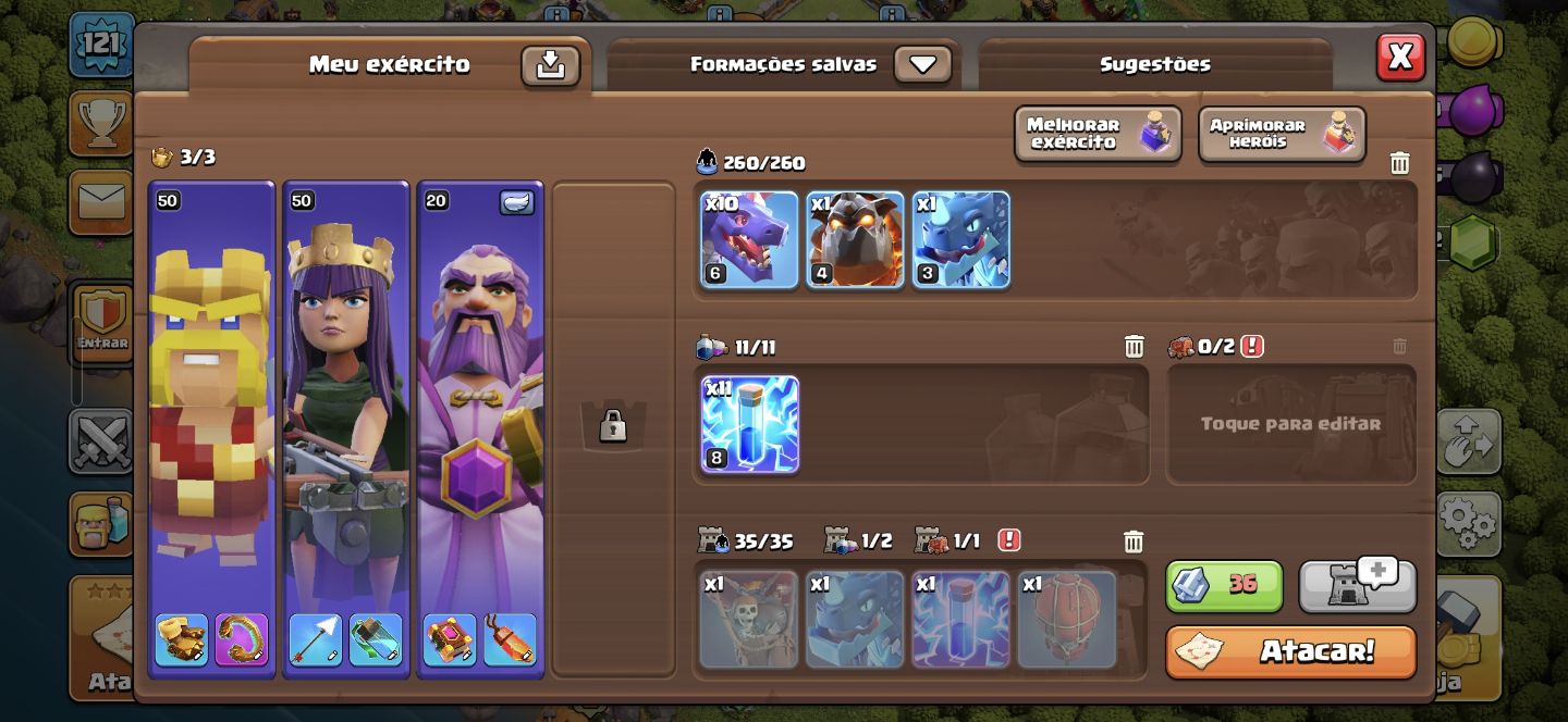 Conta clash of clans cv 12 1400 gemas 5 construtores