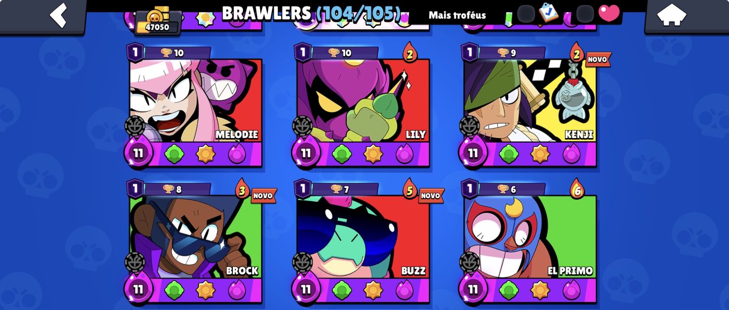 CONTA DE BRAWL STARS 47k de troféus,3 brawllers com 2 k ,32 prestígios,