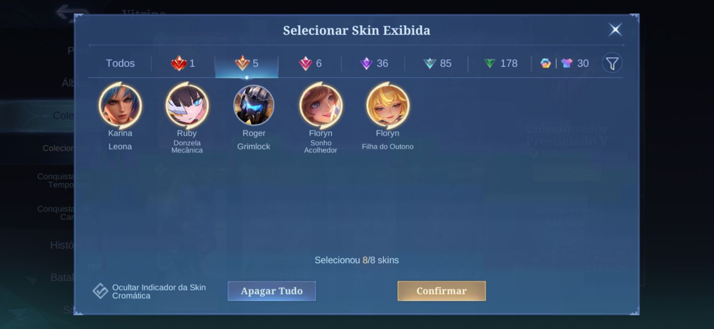 CONTA MOBILE LEGENDS COM 341 SKINS