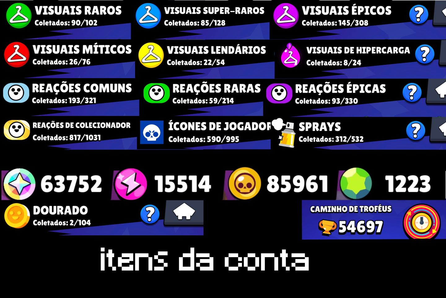 Conta de brawl stars boa com a melhor skin do ash e shelly princesa