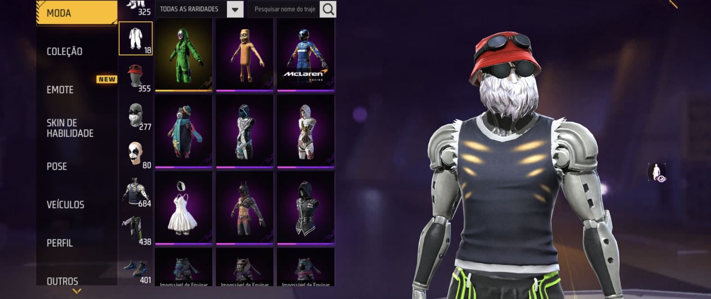 Conta de free fire gemada Skins evolutivas
