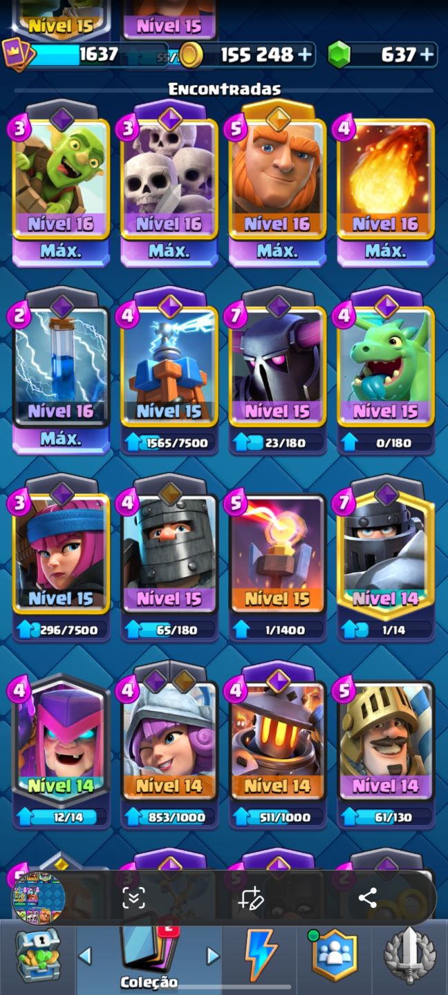 CONTA CLASH ROYALE OG 9 ANOS | 10K TROFÉUS | NÍVEL 15/16 | 637 GEMAS | 4 HERÓIS