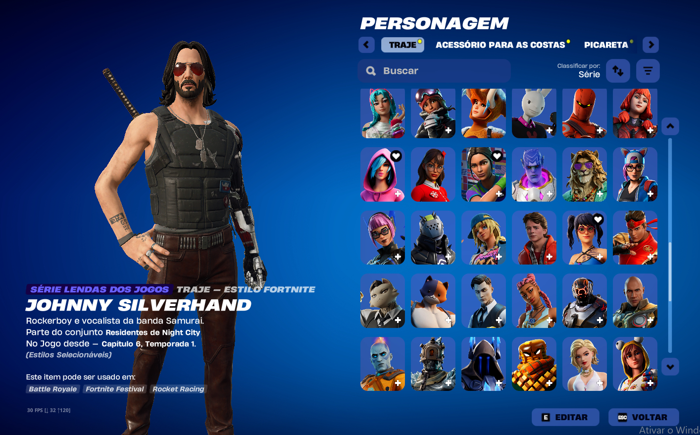 Conta de Fortnite/Epic Games Capitulo 1, Aproximadamente 115 skins