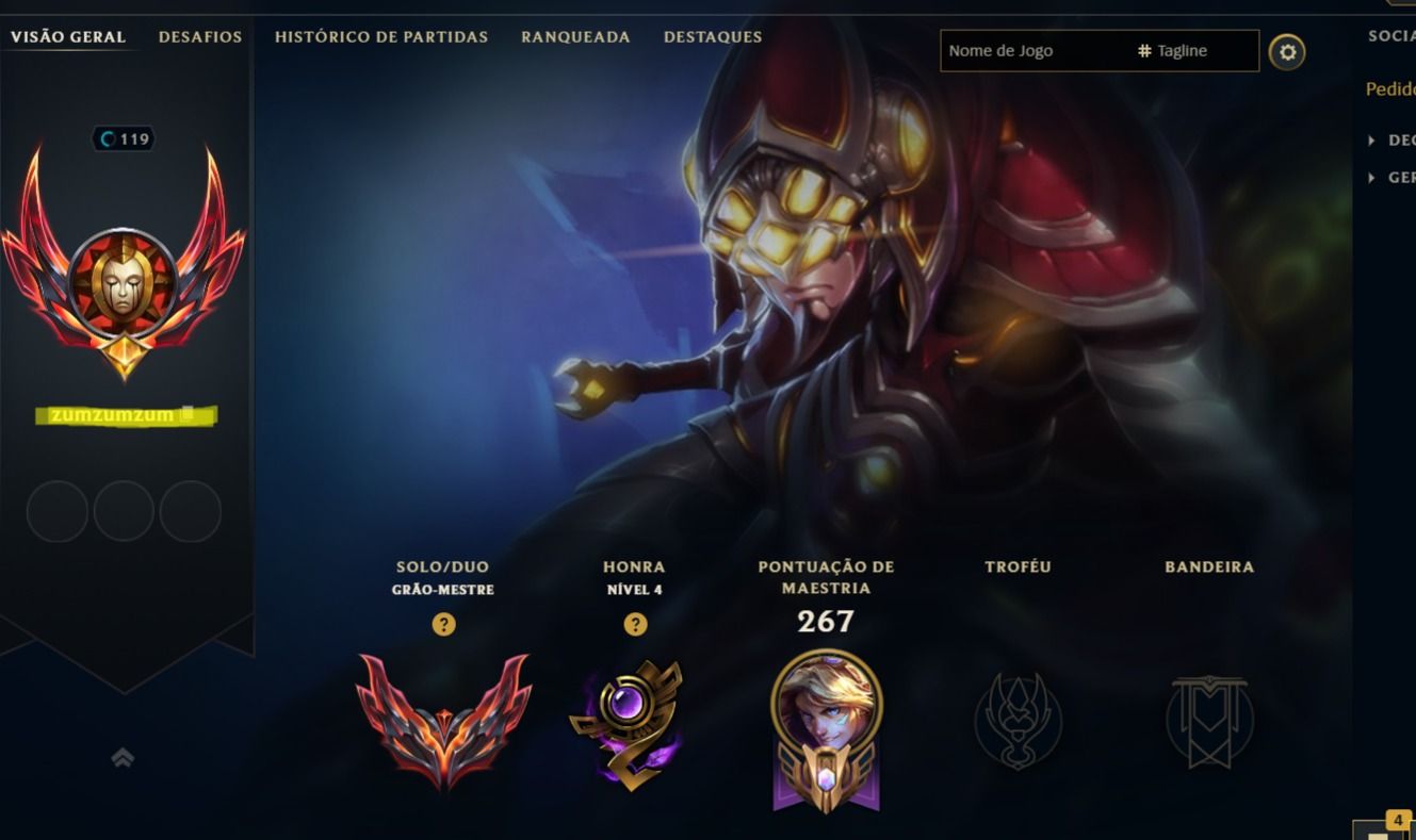 Conta League of Legends, Grão-mestre 1600 pontos, 91 bonecos, 26 skins