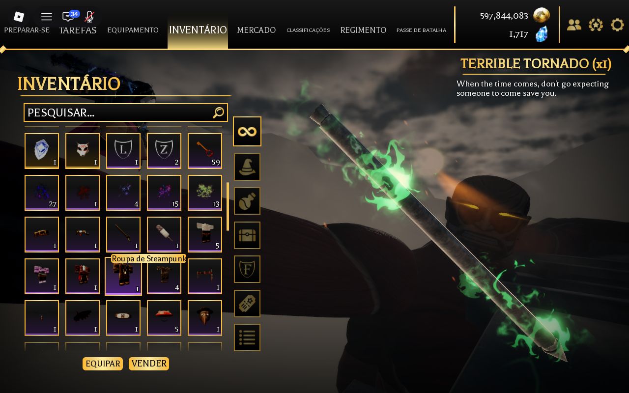 CONTA AOT REVOLUTION | GRADE S- | 597M+ GOLD | TERRIBLE TORNADO x11 | DANO TS 33