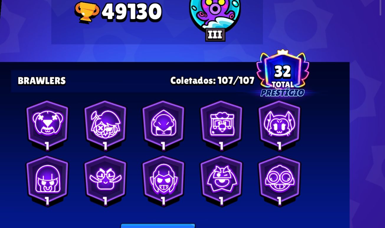 Conta brawl stars Negociável. Todos personagens, metade das hipergarcas