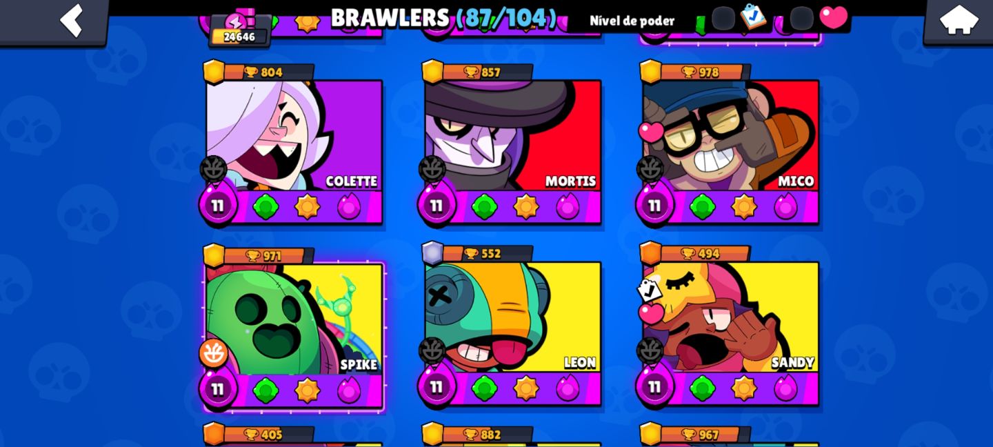 CONTA DE BRAWL STARS TOP bem gemada com várias skins