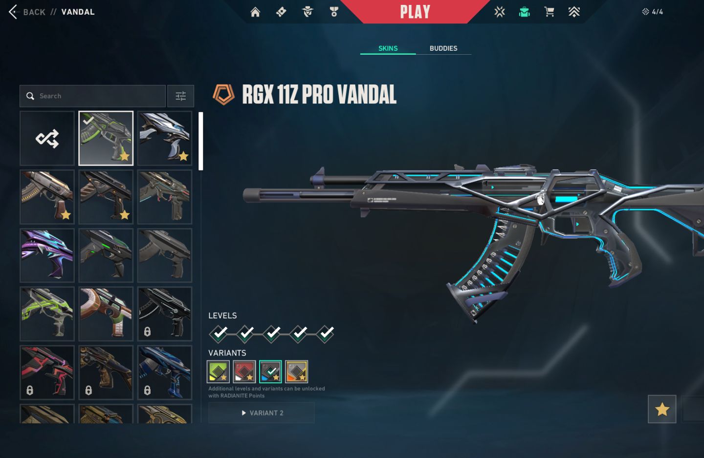 Conta valorant com muitas skins atualmente gold 2 e com 1223 vps sobrando