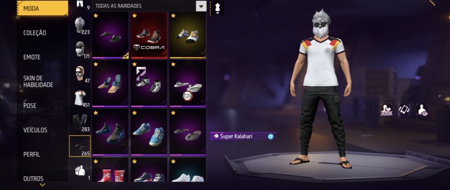 Conta de free fire roupa do mandela, com 2 ump att!! 451 peitoral, 283 calças!!