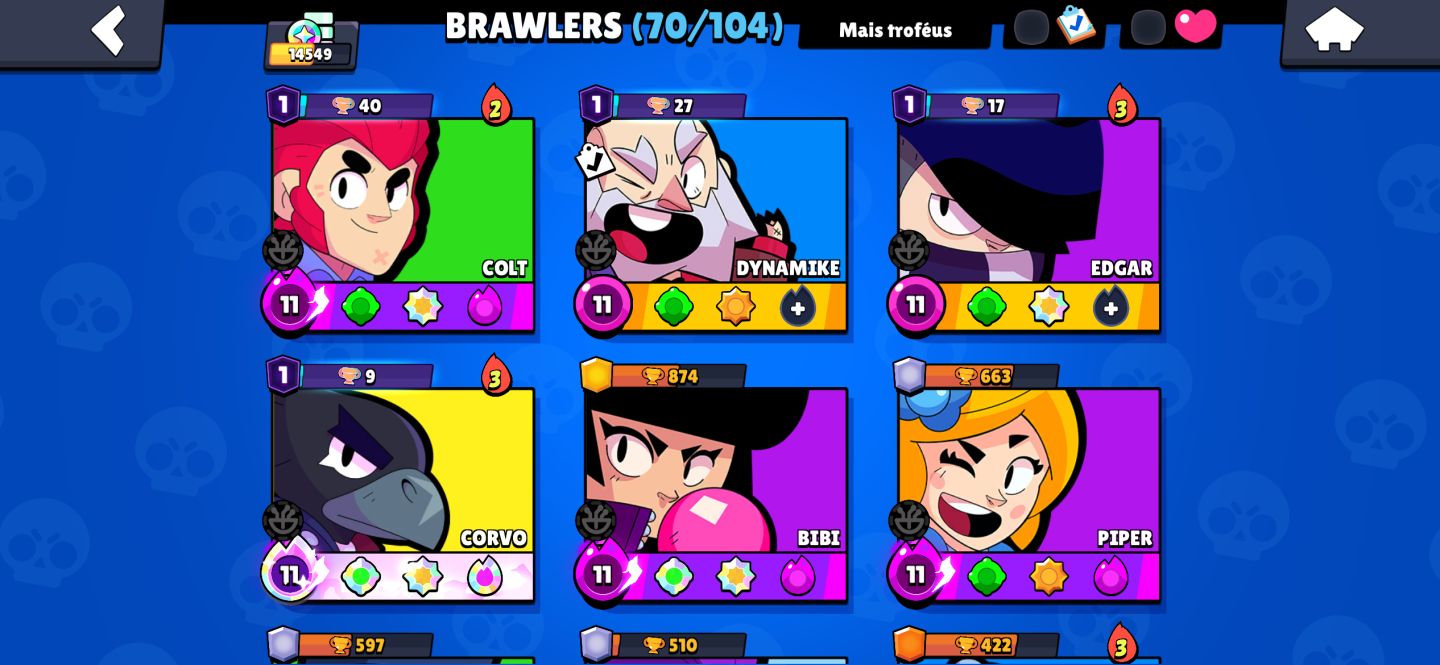 CONTA BRAWL STARS | 70 BRAWLERS | 14.549 TROFÉUS | 4 PRESTÍGIOS