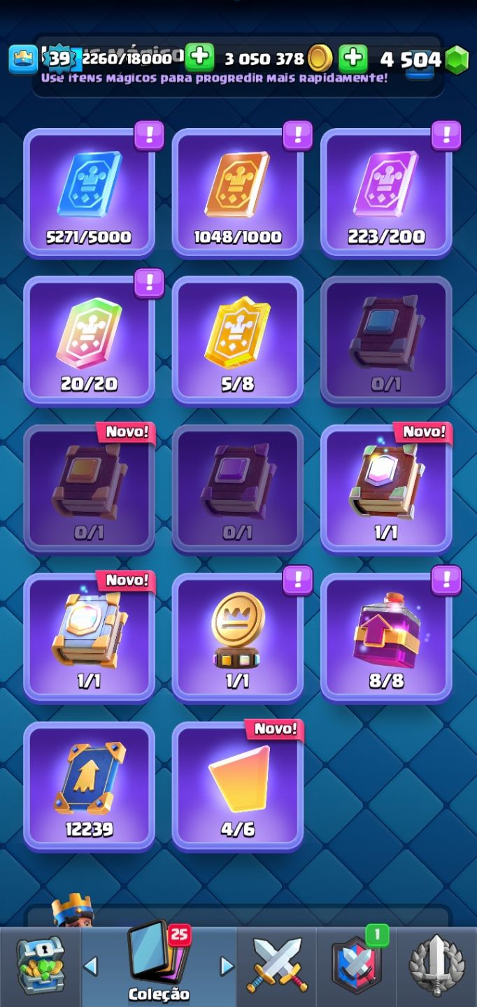 Conta Clash Royale - 8 anos - 10mil troféus - 11000 Gemas - 4Mi ouro - Arena 25