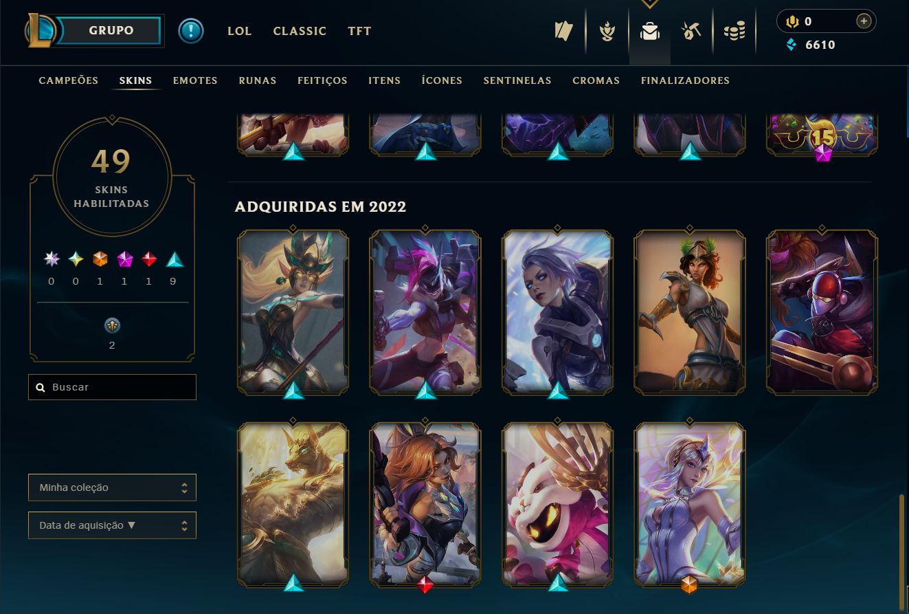 Conta Unranked, Skin Lux Elementalista 49Skin sendo elas 12 Epicas+