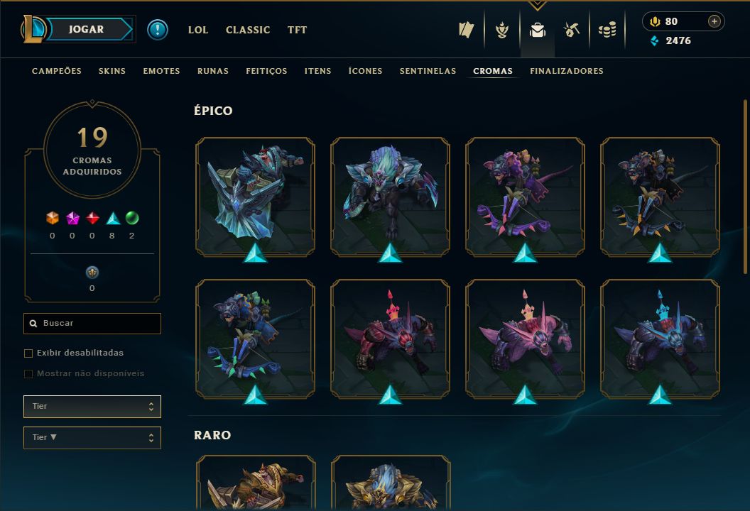 Conta LoL LV 146 + Platina II | 110 Skins + 156 Ícones + 19 Cromas