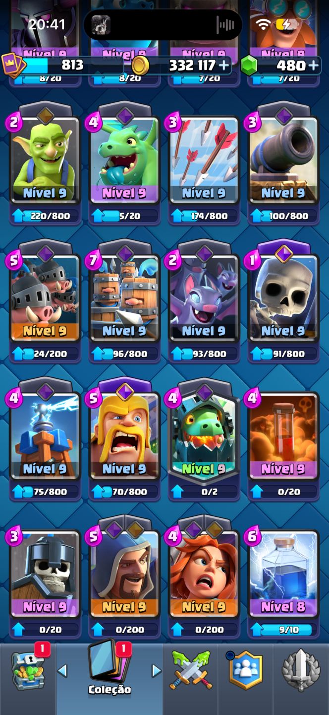 CONTA COMPLETA CLASH ROYALE 332.117 OUROS + 480 GEMAS + 4.537 TROFÉUS