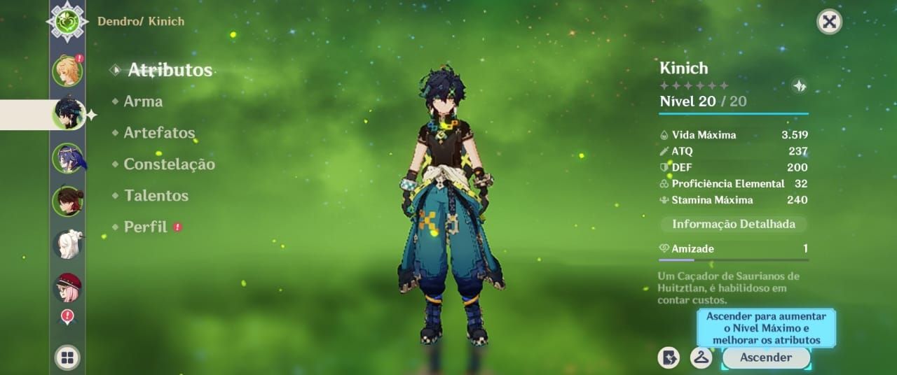 Conta de Genshin Impact com dois personagens 5 estrelas