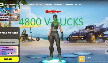 Conta fortnite 4800 vbucks + clube ativo (primeiro email)