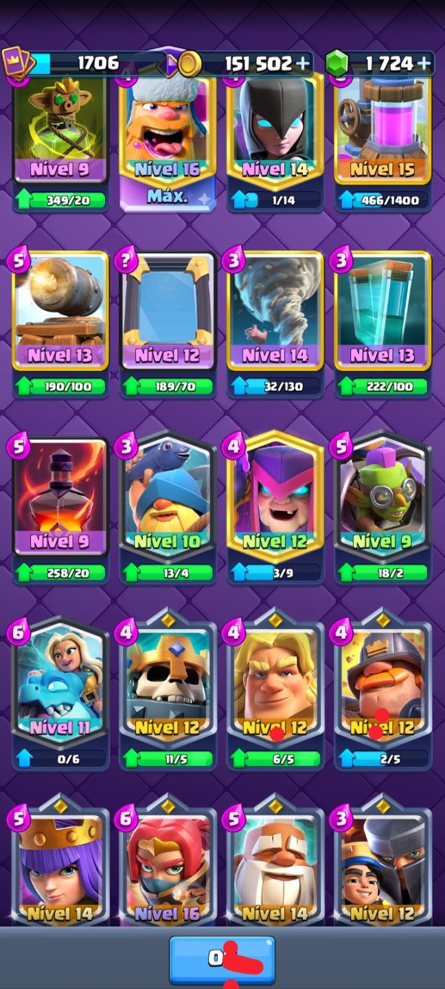 Conta Clash Royale Cartas nível 16 e 15 Nível 1705 14000 Troféus