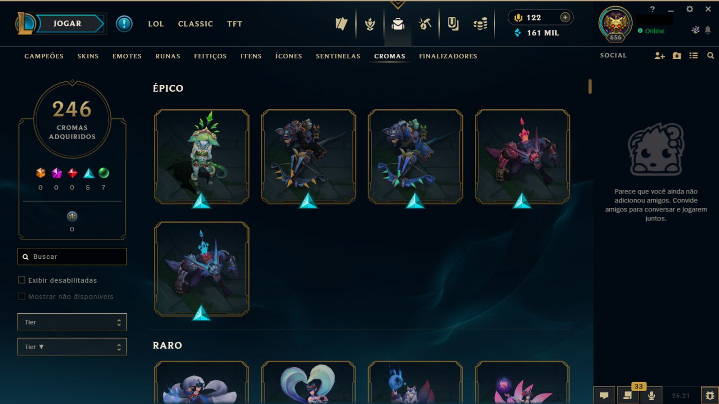 Lol Antiga Rara 2014 | 446 Skins + 41 Skins Vava | Prata 3/Unranked