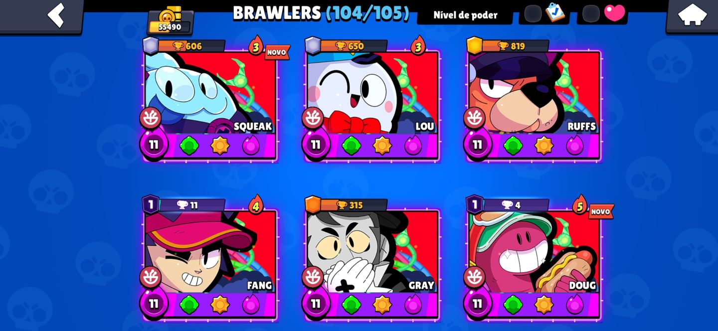 CONTA BRAWL STARS COM 63 PERSONAGENS NIVEL 11, 15 BRAWLERS COM TODOS OS BUFFIES