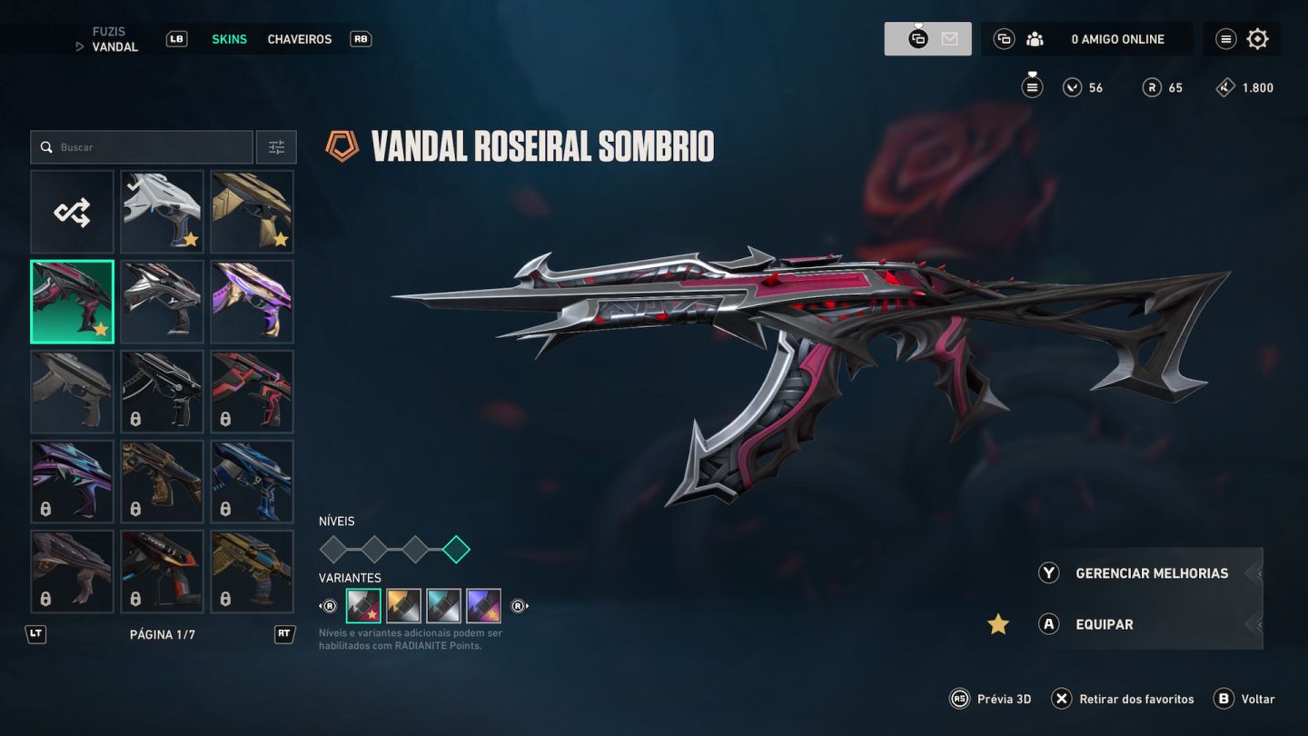 Valorant | Nível 152 | 8 Skins Premium + 2 Facas