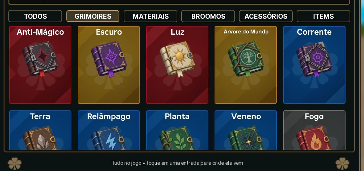 LENDAS DE TREVO( CLOVER LEGENDS) ACESSÓRIOS/ GRIMÓRIOS
