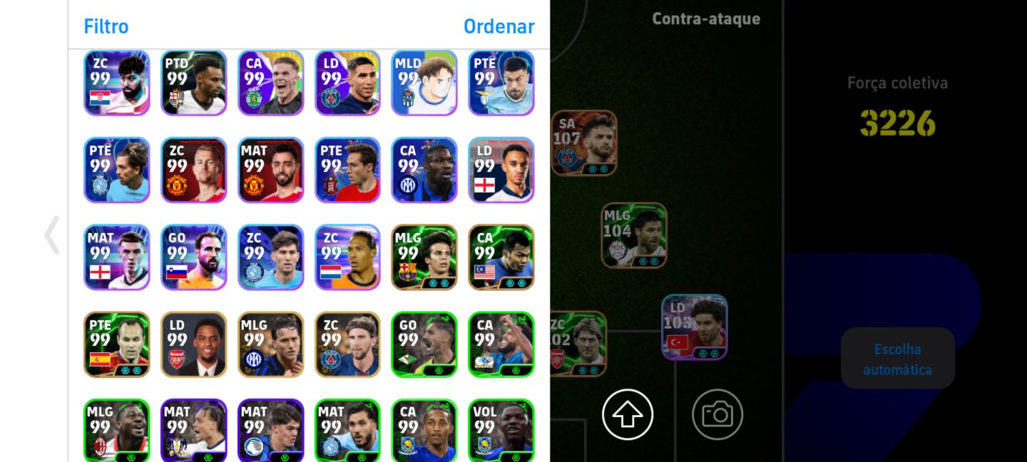 Conta de efootball, com 3226 de força, com vários técnicos,uniformes e etc