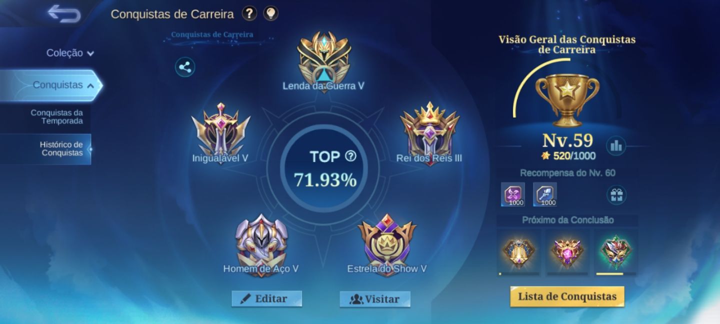 CONTA HONRA MÍTICA - MOBILE LEGENDS (+20K BP)