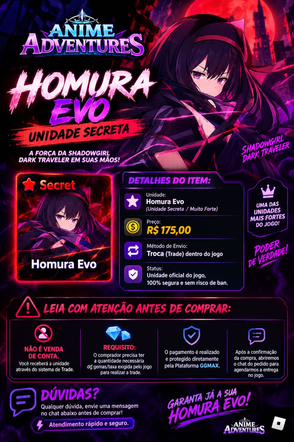 [ANIME ADVENTURES] - HOMURA EVOLUIDA (SHADOWGIRL TIME TRAVELER)